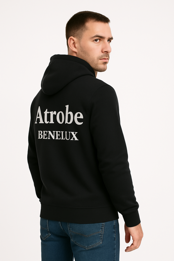 Zwarte Atrobe hoodie met witte opdruk voor heren
